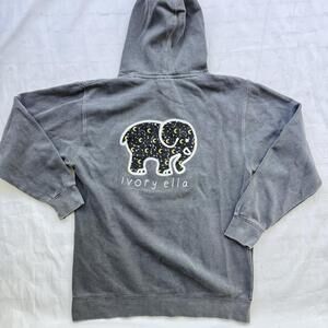 Ivory Ella Charcoal Hoodie with Starry Elephant